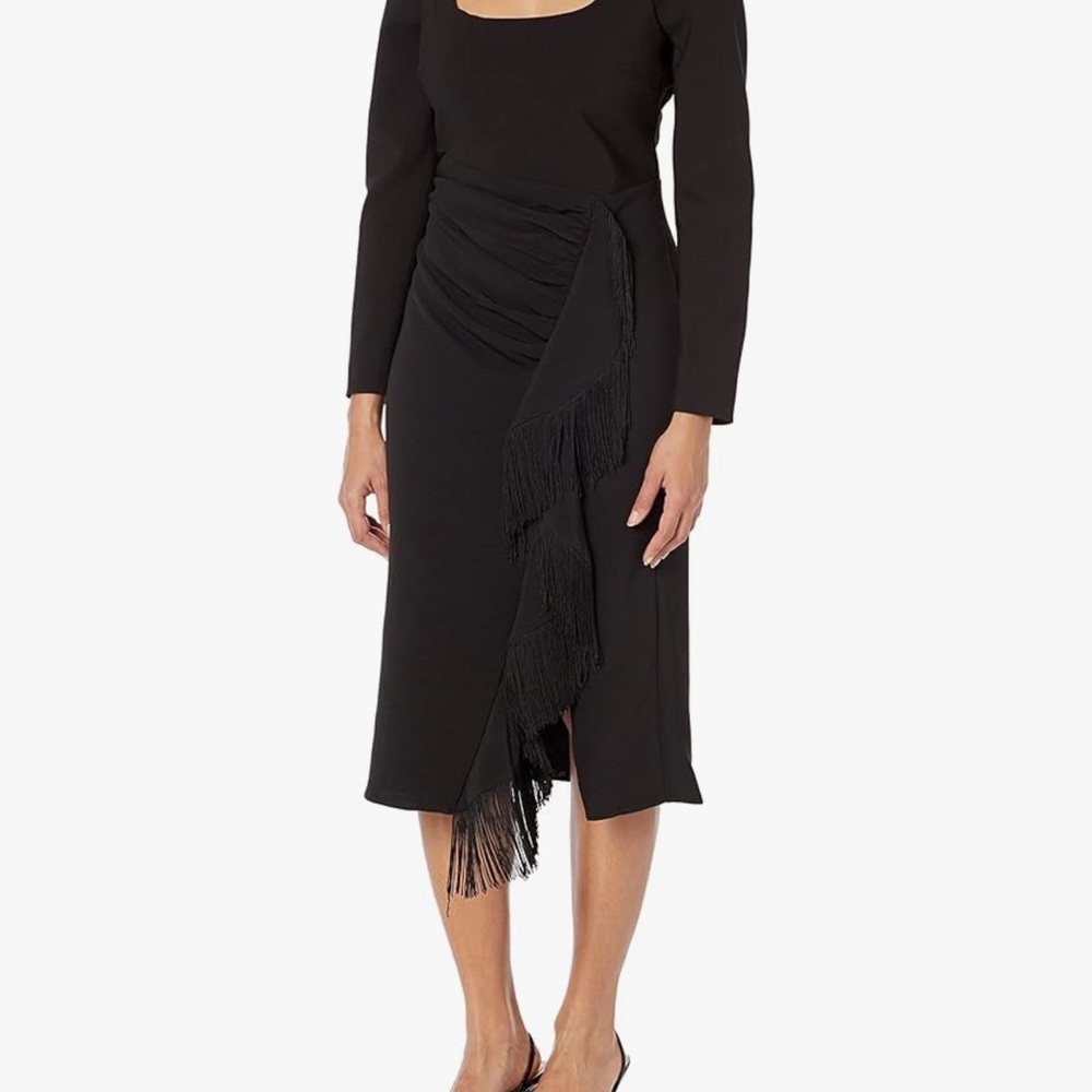Likely Chic Black Fringe Midi Dress 2